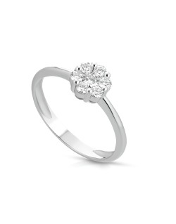 Anello Floreale in Oro Bianco 18k con Diamanti SG57009