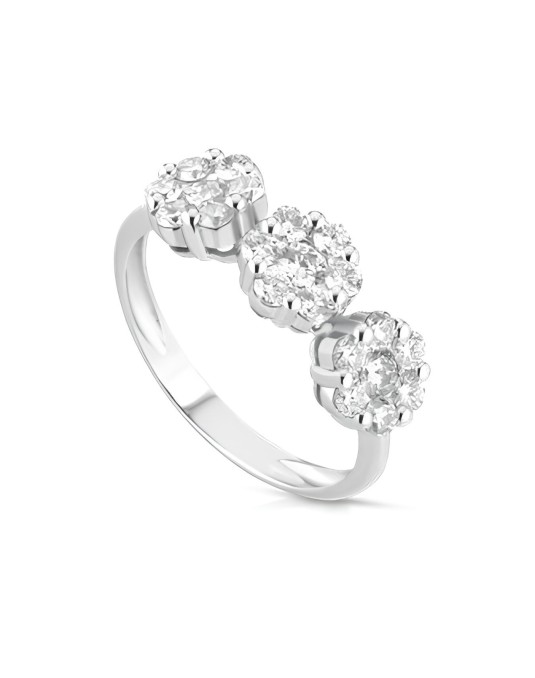 Anello Trilogy Floreale con Diamanti in Oro Bianco 18k SG50884
