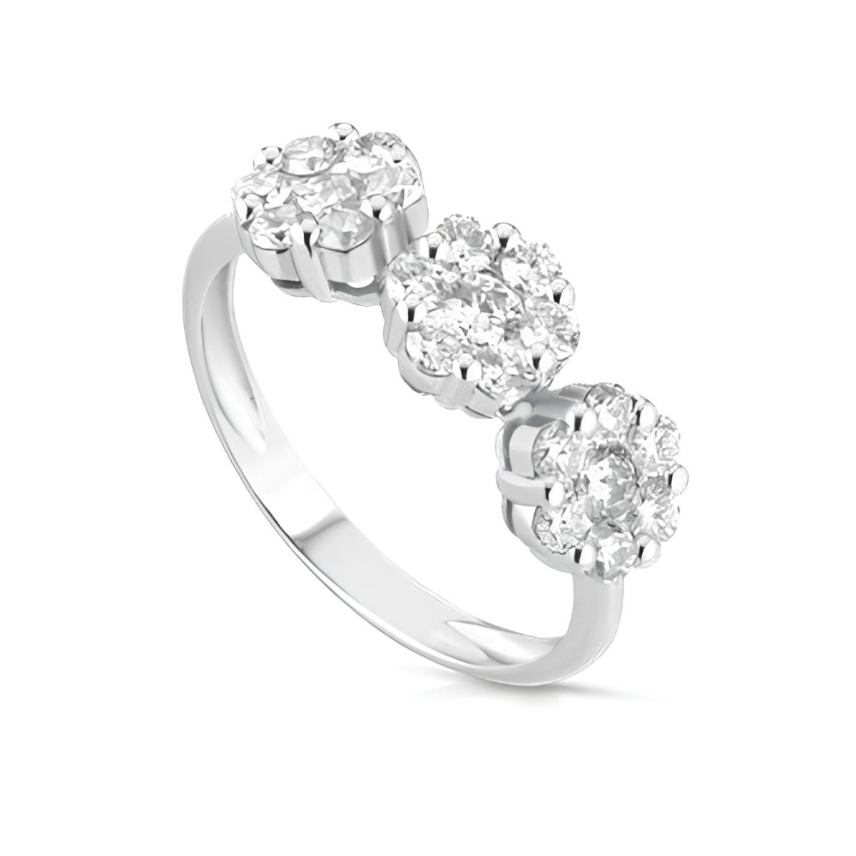 Anello Trilogy Floreale con Diamanti in Oro Bianco 18k SG50884