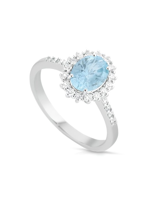 Anello Oceano di Luce con Acquamarina e Diamanti SG84814