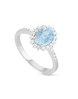 Anello Oceano di Luce con Acquamarina e Diamanti SG84814
