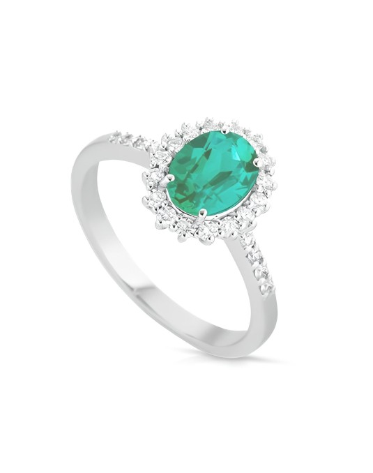 Anello Smeraldo di Grazia con Diamanti e Smeraldo SG18536