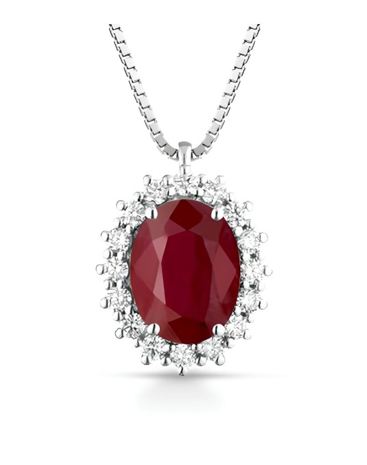 Ciondolo Cuore di Rubino con Diamanti SG25228