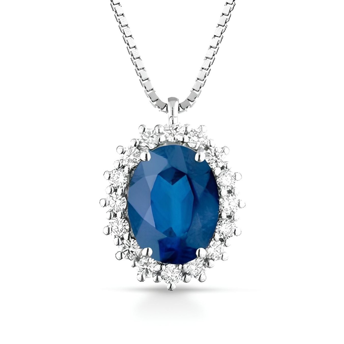 Ciondolo Blu Regale con Zaffiro e Diamanti SG17890