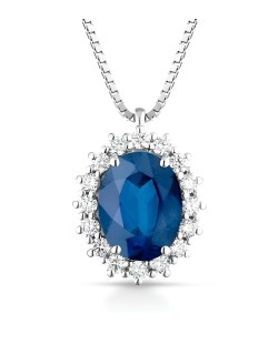 Ciondolo Blu Regale con Zaffiro e Diamanti SG17890