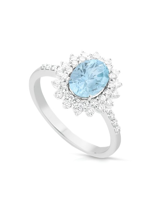 Anello Aurora di Mare con Acquamarina e Diamanti SG56708