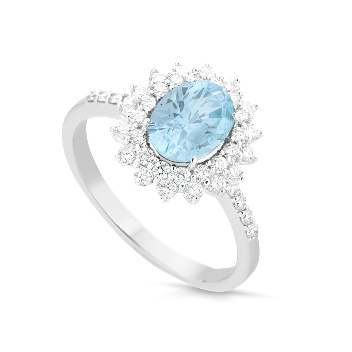 Anello Aurora di Mare con Acquamarina e Diamanti SG56708