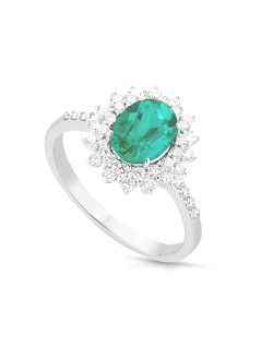 Anello Verde Splendente con Smeraldo e Diamanti SG22642