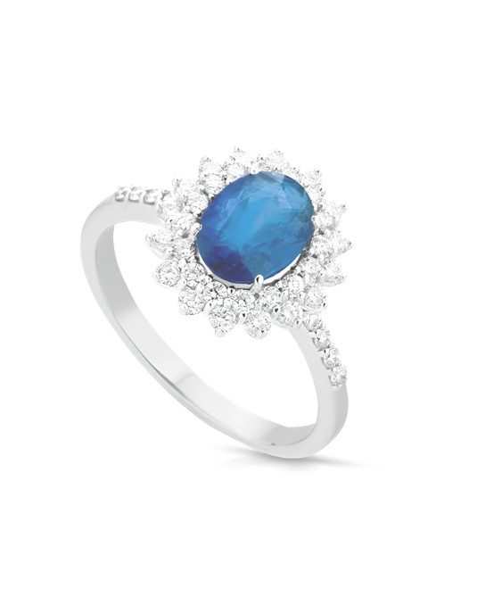 Anello Blu Stellare con Zaffiro e Diamanti SG62555