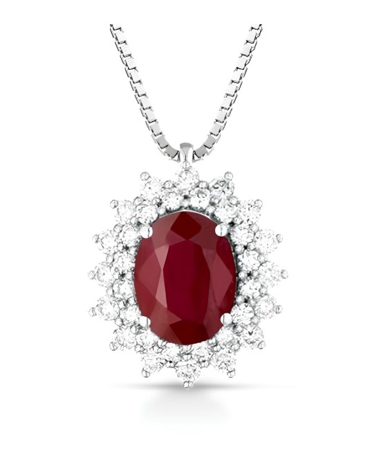 Ciondolo Fiamma Regale con Rubino e Diamanti SG06496