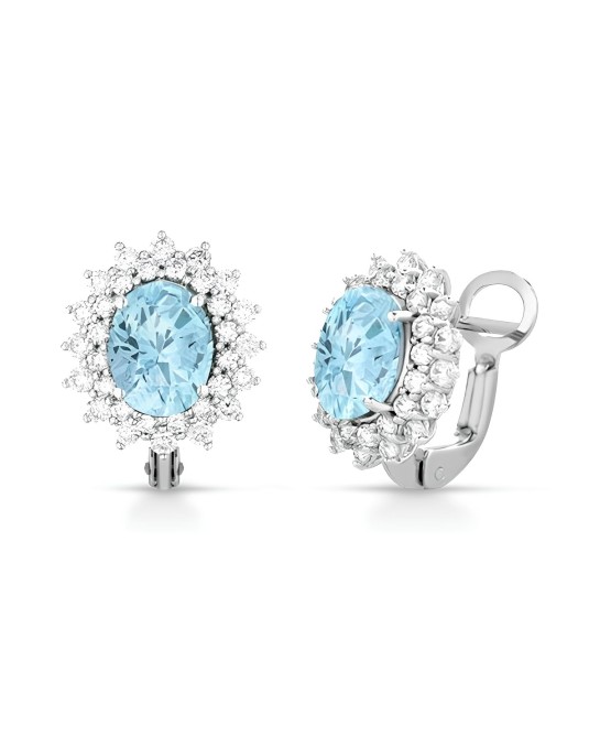 Orecchini Brillanti Onde con Acquamarina e Diamanti SG46505