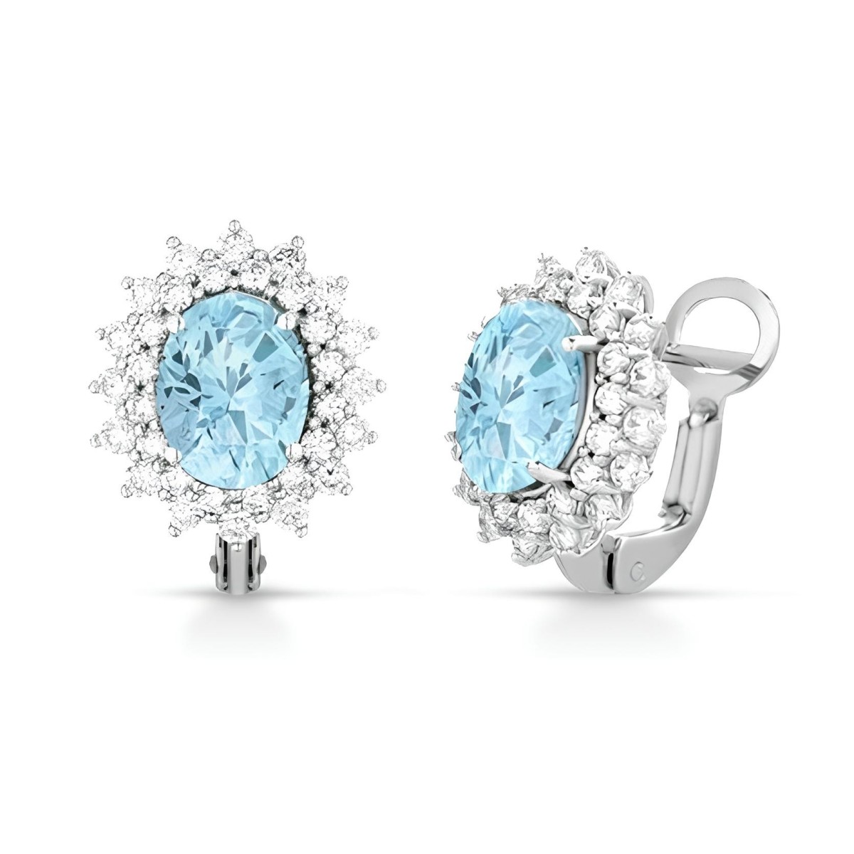 Orecchini Brillanti Onde con Acquamarina e Diamanti SG46505