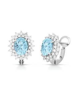 Orecchini Brillanti Onde con Acquamarina e Diamanti SG46505