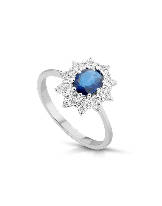Anello Stella Blu con Zaffiro e Diamanti SG68092