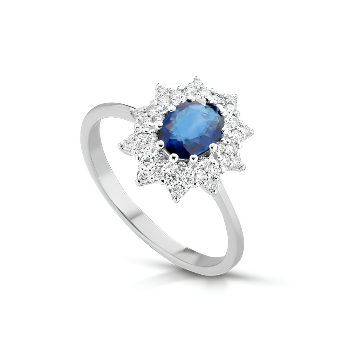 Anello Stella Blu con Zaffiro e Diamanti SG68092