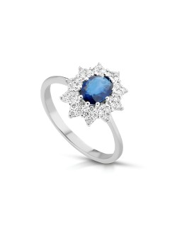Anello Stella Blu con Zaffiro e Diamanti SG68092