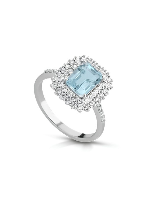 Anello Onda di Cristallo con Acquamarina e Diamanti SG16939