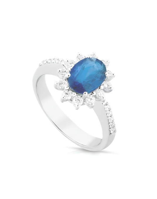 Anello Aurora Blu con Zaffiro e Diamanti SG33692