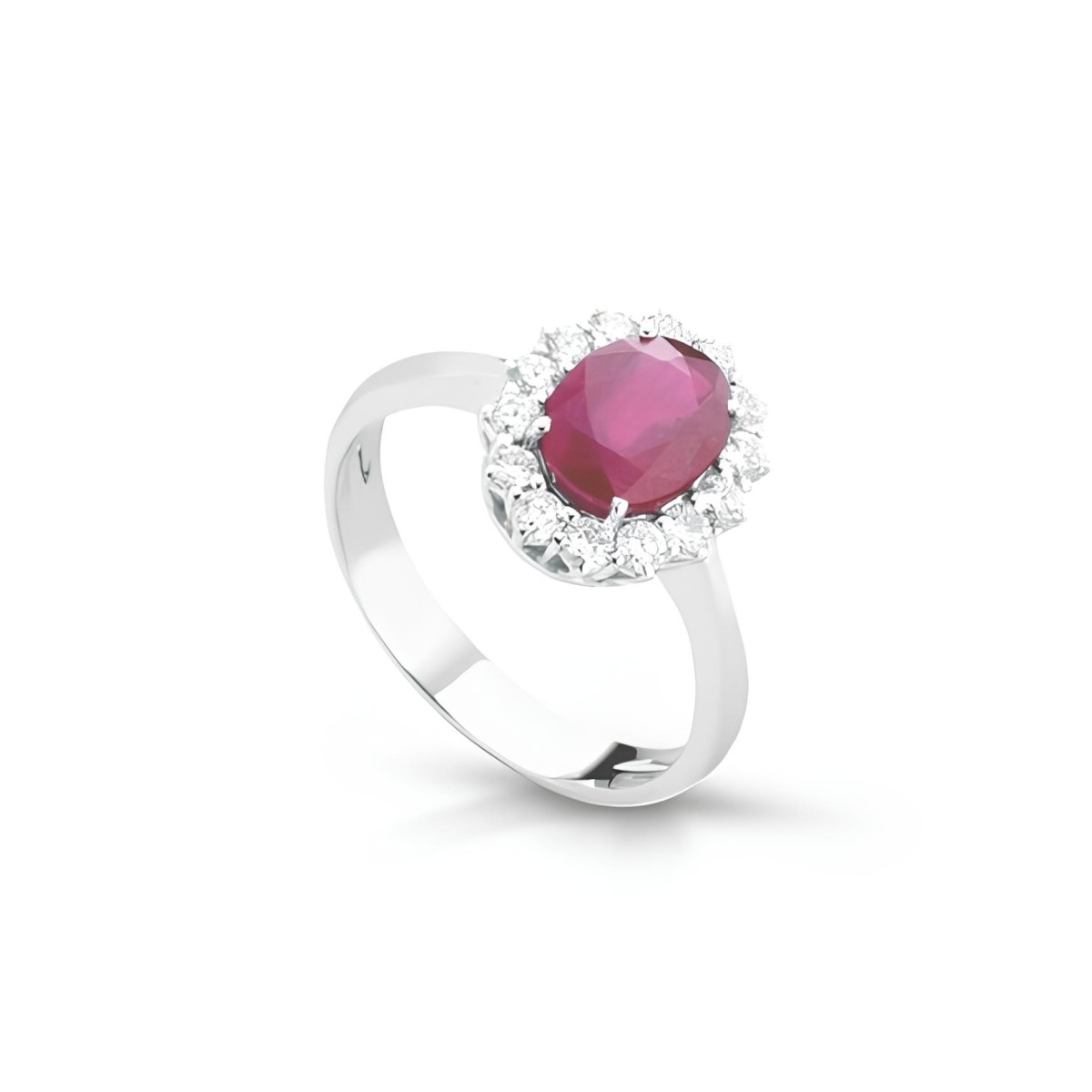 Anello Rubino Reale con Diamanti in Oro Bianco 18k SG75895