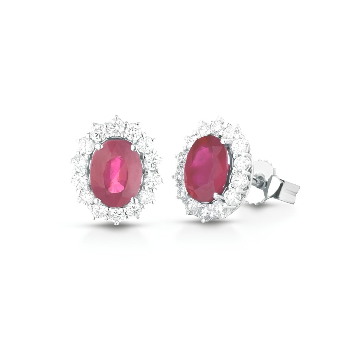 Orecchini Rubino Reale con Diamanti in Oro Bianco 18k SG96212