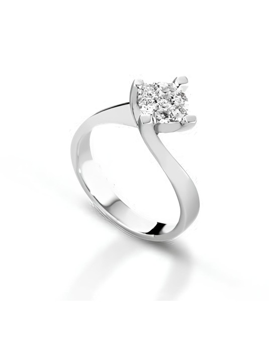 Anello Solitario Luce di Diamante in Oro Bianco 18k SG50914