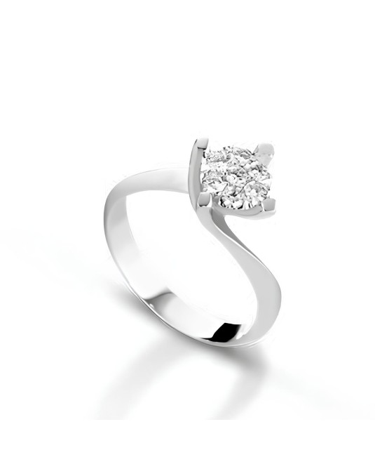 Anello Solitario Abbraccio di Luce in Oro Bianco 18k SG31184