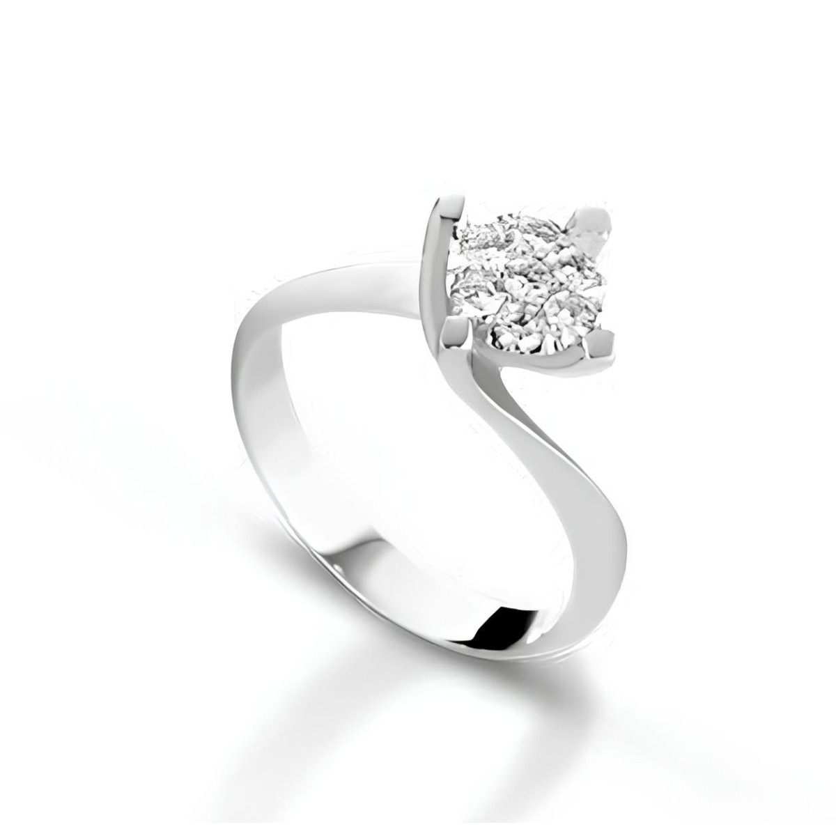 Anello Solitario Abbraccio di Luce in Oro Bianco 18k SG31184