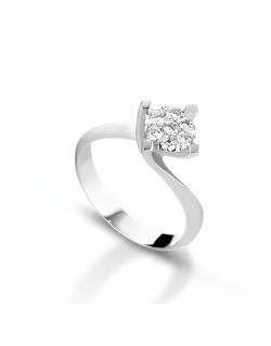 Anello Solitario Abbraccio di Luce in Oro Bianco 18k SG31184