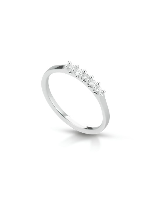 Anello Delicato Eternity con Diamanti in Oro Bianco 18k SG25750