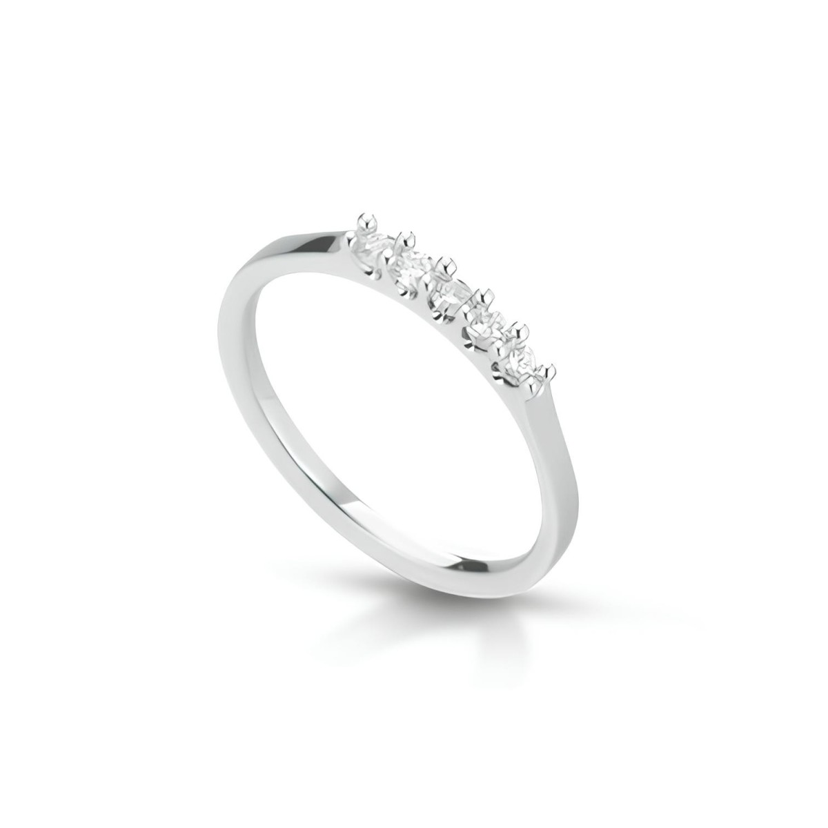 Anello Delicato Eternity con Diamanti in Oro Bianco 18k SG25750