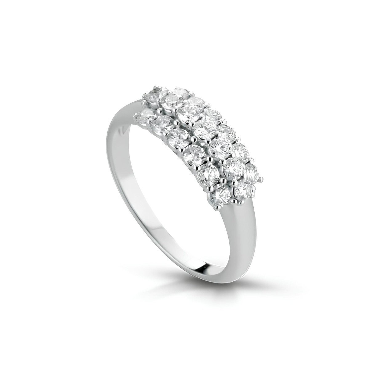 Anello Doppio Splendore con Diamanti in Oro Bianco 18k SG81301