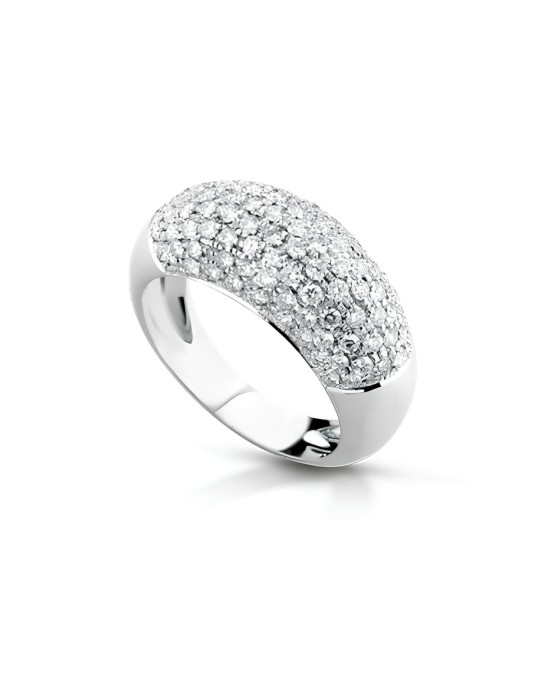 Anello a Fascia Pavé di Diamanti in Oro Bianco 18k SG76037