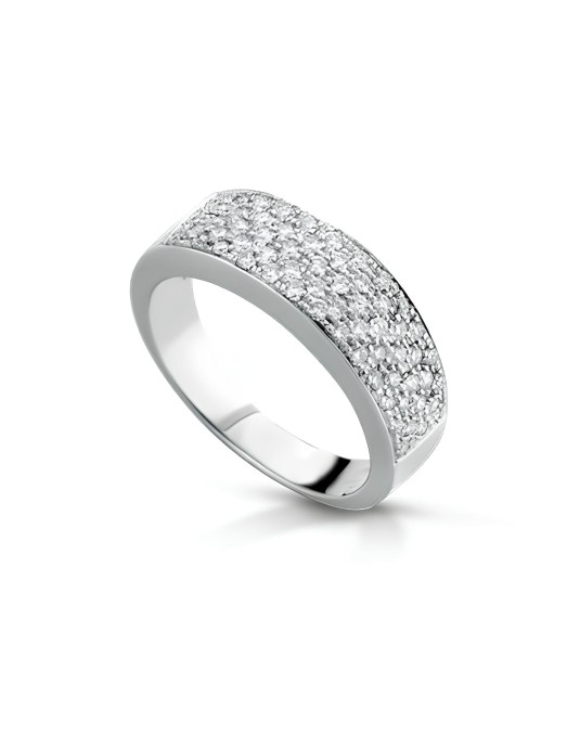 Anello a Fascia Classico con Pavé di Diamanti SG06746