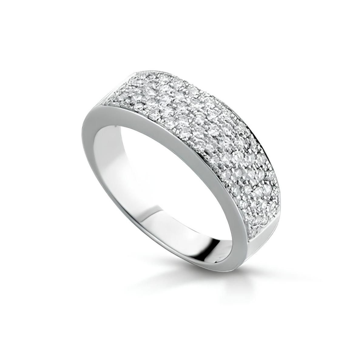 Anello a Fascia Classico con Pavé di Diamanti SG06746