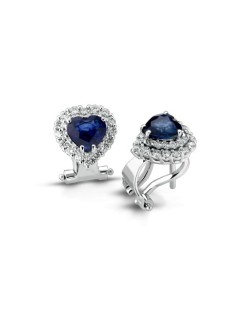 ORECCHINI FANTASIA IN ORO BIANCO 18 K CON ZAFFIRI E DIAMANTI NATURALI E VVS