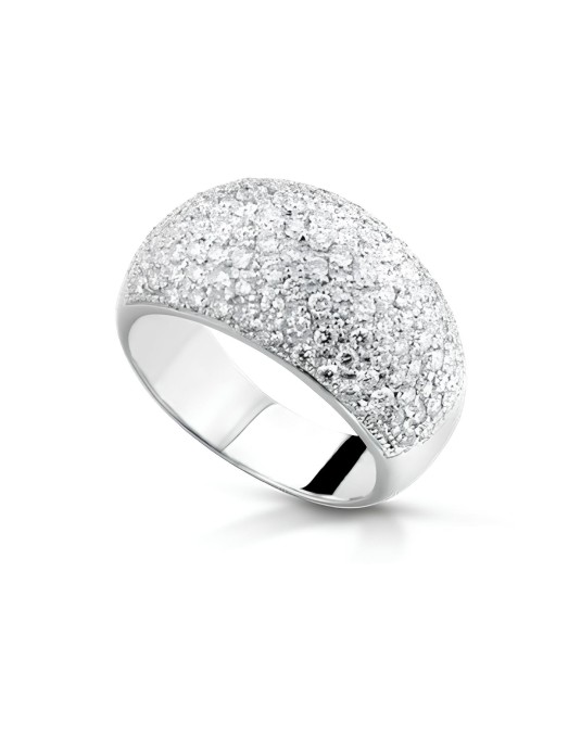 Anello a Fascia Pavé con Diamanti in Oro Bianco 18k SG90494