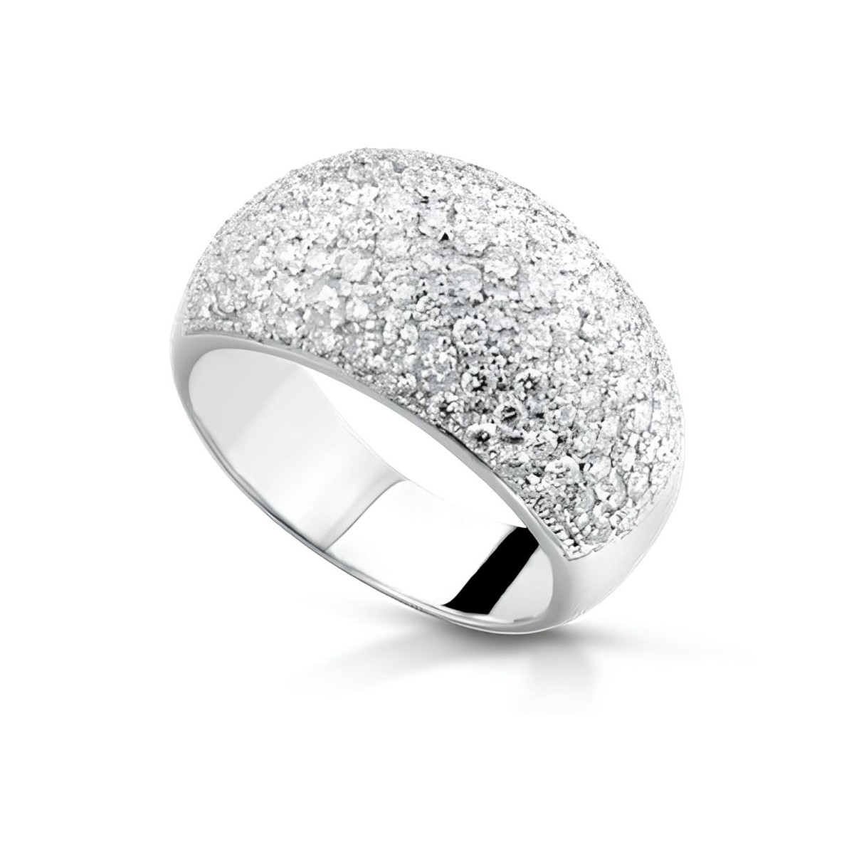 Anello a Fascia Pavé con Diamanti in Oro Bianco 18k SG90494