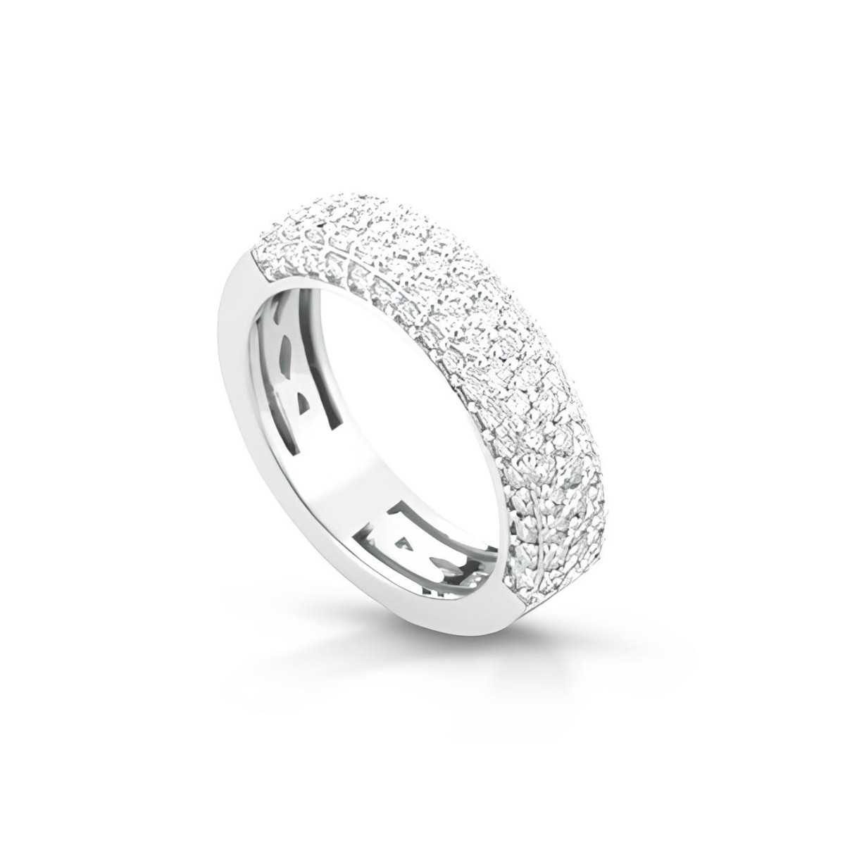 Anello a Fascia Eleganza Radiosa con Diamanti in Oro Bianco 18k SG6656