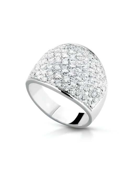 Anello a Cupola Splendore Luminoso con Diamanti in Oro Bianco 18k SG93