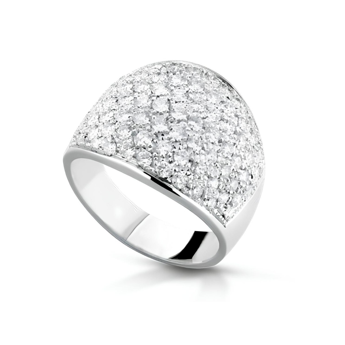 Anello a Cupola Splendore Luminoso con Diamanti in Oro Bianco 18k SG93