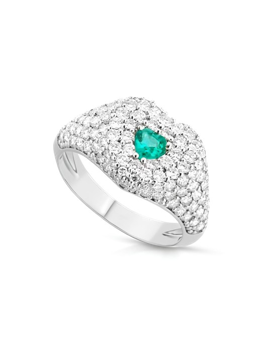 Anello Goccia di Smeraldo in Oro Bianco 18k SG45678