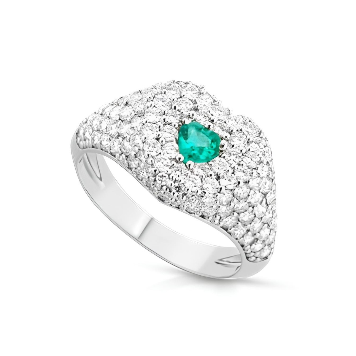 Anello Goccia di Smeraldo in Oro Bianco 18k SG45678