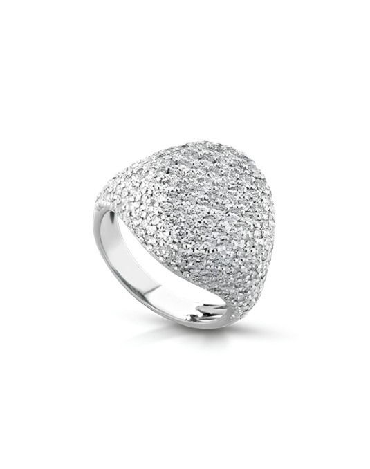 Anello Luce Sinuosa con Diamanti in Oro Bianco 18k SG34027
