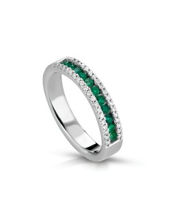 Anello Splendore di Smeraldo con Diamanti in Oro Bianco 18k SG81518