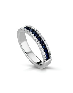 Anello Splendore di Zaffiro con Diamanti in Oro Bianco 18k SG03321