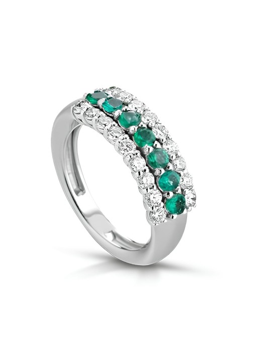 Anello Verde Splendore con Smeraldi e Diamanti SG07118
