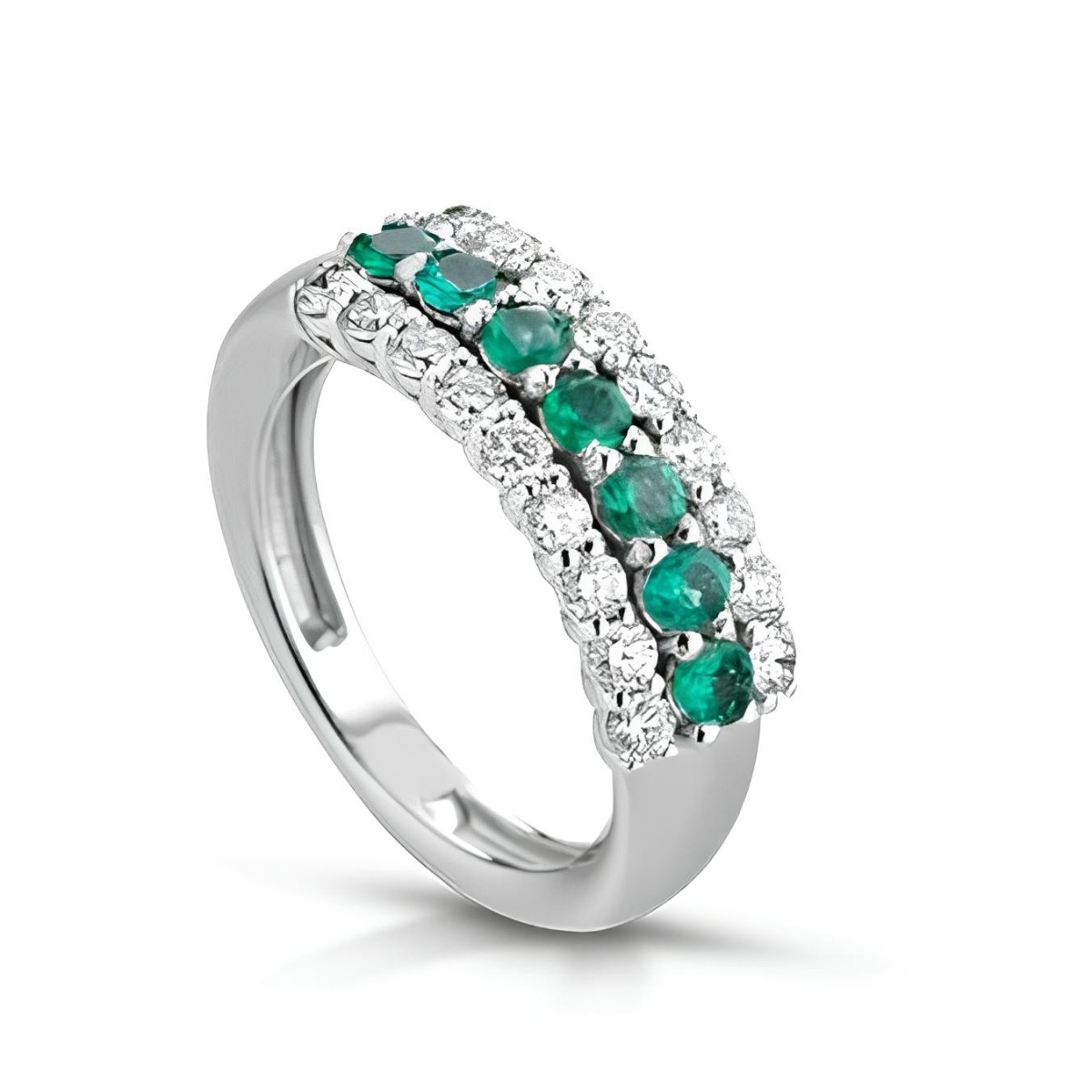 Anello Verde Splendore con Smeraldi e Diamanti SG07118