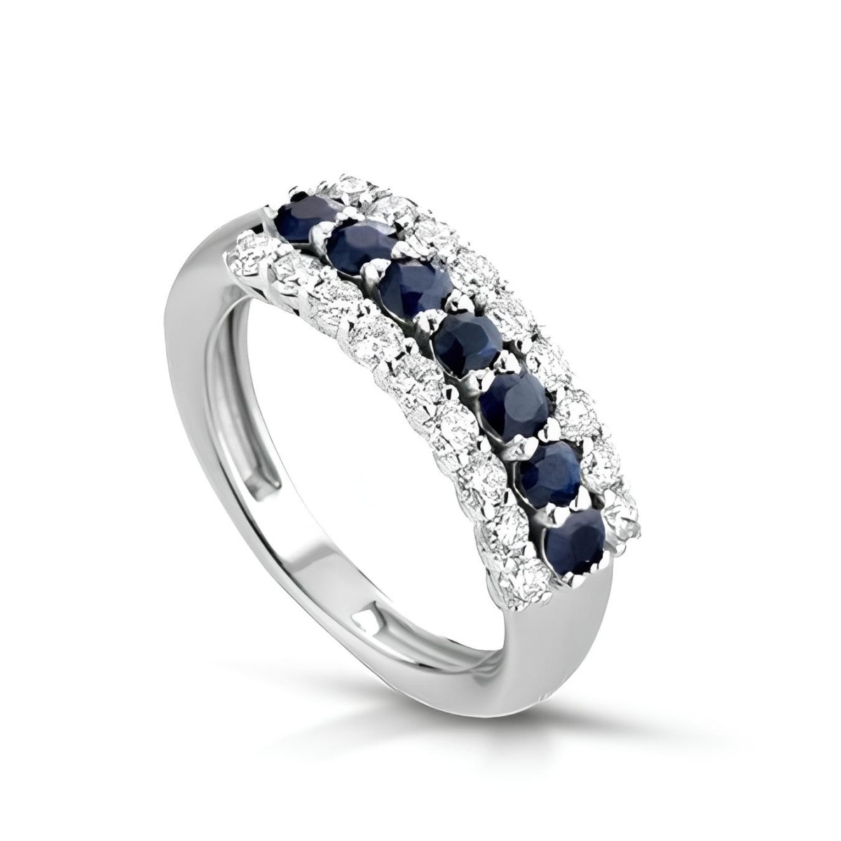 Anello Eleganza Blu con Diamanti e Zaffiri SG60895