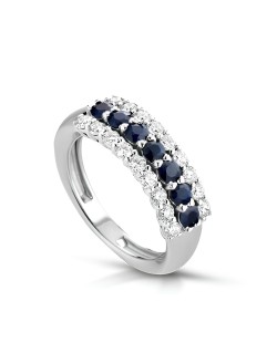 Anello Eleganza Blu con Diamanti e Zaffiri SG60895
