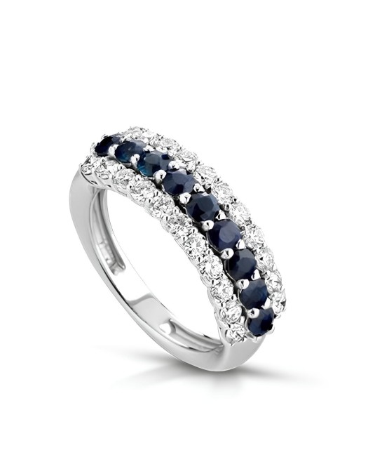 Anello Splendore Blu con Diamanti e Zaffiri SG44565